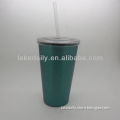 flashing stainless steel tumbler with plastic straw